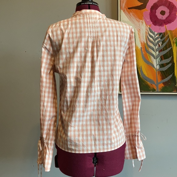 NWT J. Crew Tie Sleeve Pintuck Gingham Top - Picture 8 of 11